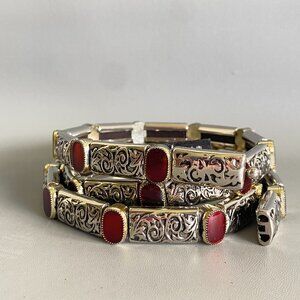 Manni Made Italy Ornate Brass Silver Plate VTG Belt 32"